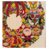 LLBR - Vintage Needlepoint Holiday Wreath Art with 2 Music Boxes