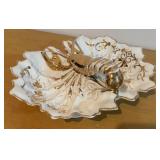 LLBR - Vintage German Porcelain Serving Dish with Lobster Handle and Gold Accents