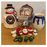 LLBR - Holiday Decor Collection with Snowman Cookie Jar, Fitz and Floyd Box, Candles, Bells and More