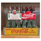 LLS - Vintage Coke Bottles Collection with Wooden Crate and Cardboard Boxes