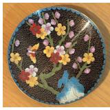 LLBR - Pair of Decorative Vintage Cloisonne Plates with Floral Designs