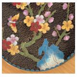 LLBR - Pair of Decorative Vintage Cloisonne Plates with Floral Designs