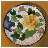 LLBR - Pair of Decorative Vintage Cloisonne Plates with Floral Designs