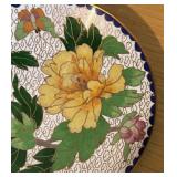 LLBR - Pair of Decorative Vintage Cloisonne Plates with Floral Designs
