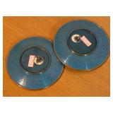 LLBR - Pair of Decorative Vintage Cloisonne Plates with Floral Designs