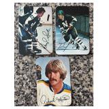 DR - Collection of Vintage Hockey Sports Cards with Player Images and Facsimile Signatures
