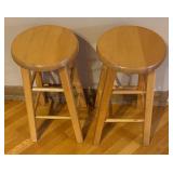 K - Pair of Wooden Kitchen Stools