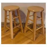 K - Pair of Wooden Kitchen Stools