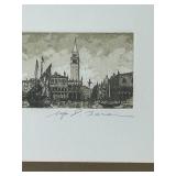 DR - Signed Limited Edition Framed Venice Etching 85/90, 14 x 18 in
