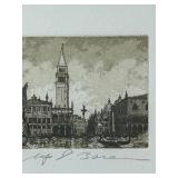DR - Signed Limited Edition Framed Venice Etching 85/90, 14 x 18 in