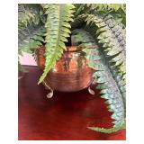 DR - Silk Green Fern Plant in Decorative Brass Planter, 8 inch Height