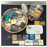 LL - Collection of Vintage Restaurant Matchbooks with 10 Inch Ashtray and Porcelain Tray