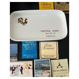 LL - Collection of Vintage Restaurant Matchbooks with 10 Inch Ashtray and Porcelain Tray