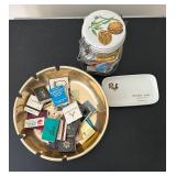 LL - Collection of Vintage Restaurant Matchbooks with 10 Inch Ashtray and Porcelain Tray