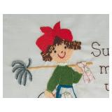 LL - Framed Embroidered Art Super Mom Works Here