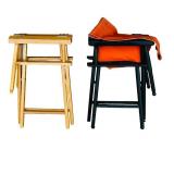 LL - Pair of Vintage Folding Director Chairs with Orange Canvas Seats
