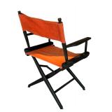 LL - Pair of Vintage Folding Director Chairs with Orange Canvas Seats