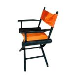 LL - Pair of Vintage Folding Director Chairs with Orange Canvas Seats
