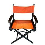 LL - Pair of Vintage Folding Director Chairs with Orange Canvas Seats