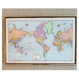 LL - Framed 22 x 32 World Map Print with Colored Countries