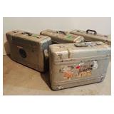LLS - Set of 4 Vintage Aluminum Suitcases with Travel Stickers