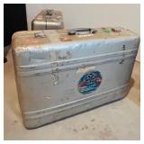 LLS - Set of 4 Vintage Aluminum Suitcases with Travel Stickers