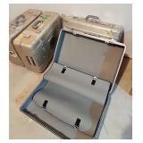 LLS - Set of 4 Vintage Aluminum Suitcases with Travel Stickers