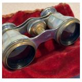 K - Antique Mother-of-Pearl Opera Glasses and Vintage Wire Frame Eyeglasses