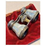K - Antique Mother-of-Pearl Opera Glasses and Vintage Wire Frame Eyeglasses