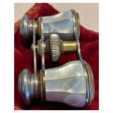 K - Antique Mother-of-Pearl Opera Glasses and Vintage Wire Frame Eyeglasses