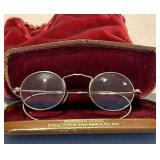 K - Antique Mother-of-Pearl Opera Glasses and Vintage Wire Frame Eyeglasses