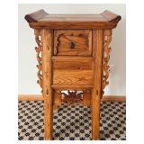 Vintage Chinese Beech Hardwood Single Drawer Carved Coffer or Altar Table