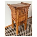 Vintage Chinese Beech Hardwood Single Drawer Carved Coffer or Altar Table