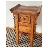 Vintage Chinese Beech Hardwood Single Drawer Carved Coffer or Altar Table