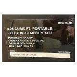 Klutch Electric Cement Mixer, 4.25 Cu. Ft. Drum, 2/3 HP, 120V Electric Motor MSRP $359.99