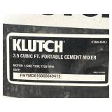 Klutch Electric Cement Mixer, 3.5 Cu. Ft. Poly Drum, 1/2 HP, 120V Electric Motor, 13in. Flat-Free Tires