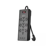 Commercial Electric Lot of 2- 6 ft. 12-Outlet Black Surge Protector with USB
