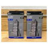 Commercial Electric Lot of 2- 6 ft. 12-Outlet Black Surge Protector with USB