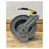 Klutch Auto-Rewind Air Hose Reel with 1/2in.. x 50ft. Oil-Resistant Rubber Hose, 300 PSI MSRP $349.99