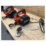 Ultra-Tow Lot of 2- Portable Electric Winch, 120V, 1100-Lb. Horizontal and Vertical Capacity, Steel Cable, Brushless Motor MSRP $224.99 ea