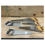 Wooden and plastic hand saws (lot of 5)