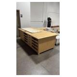 Wood Flat File Storage Cabinet wth center drawers