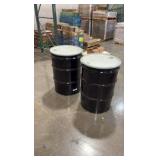 (2) Uline Lined Lever-Lock Steel 55-gallon drums