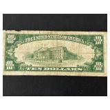 1934 A Green Seal $10 Dollar Federal Reserve Note