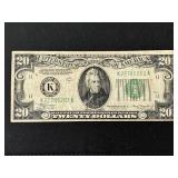1934 A Green Seal $20 Dollar Federal Reserve Note
