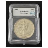 1991 Silver Eagle ICG MS64