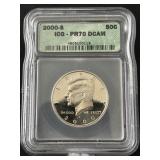 2000-S Kennedy Half Dollar Proof ICG PR70 Deep Cameo