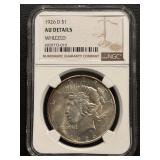 1926-D Peace Dollar NGC AU Details