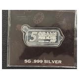 5 Grams .999 Fine Silver