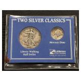 1944 Liberty Walking Half Dollar and Mercury Dime